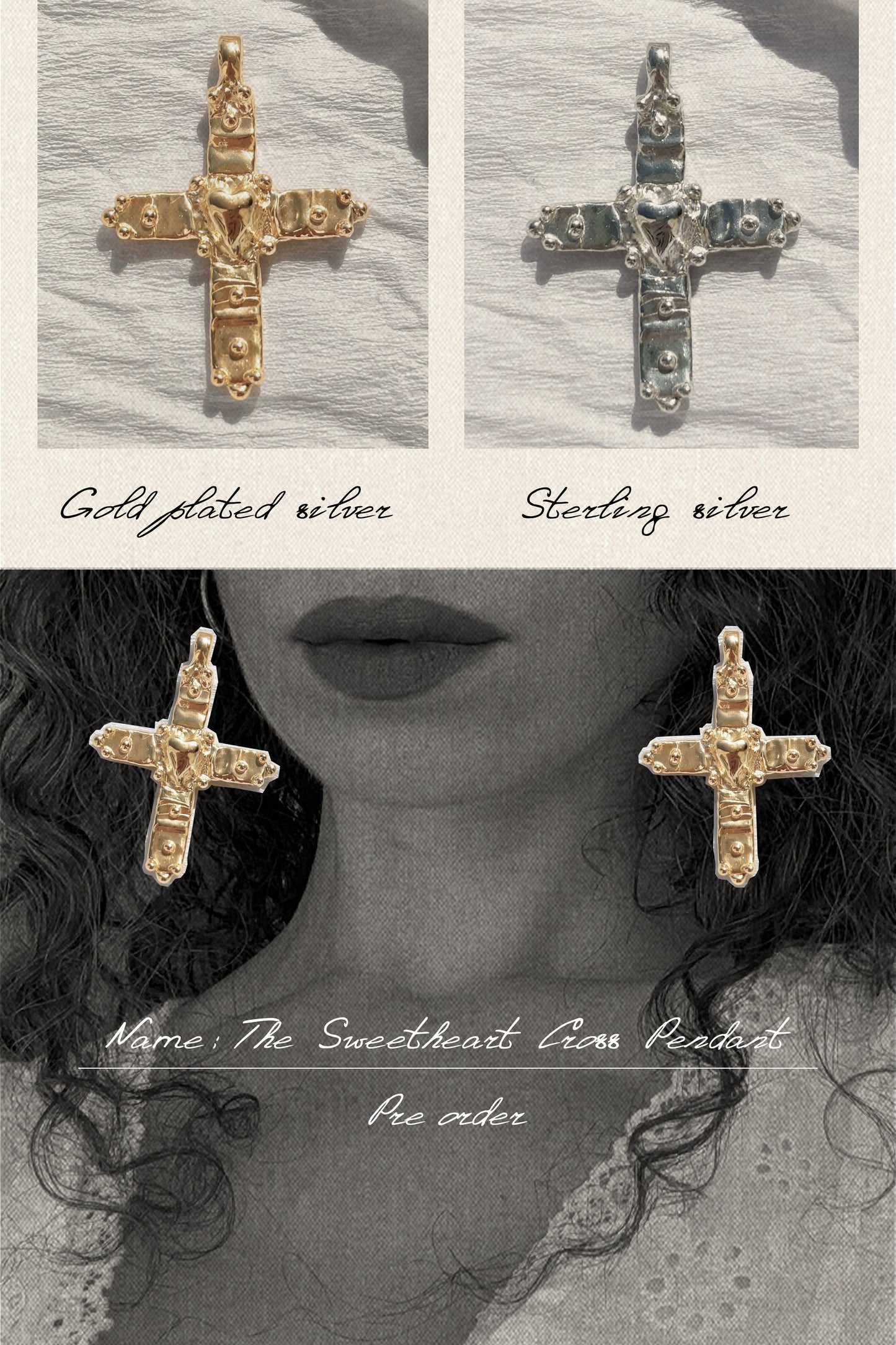 The Sweetheart Cross Pendant Pre-Order (No Chain Included)